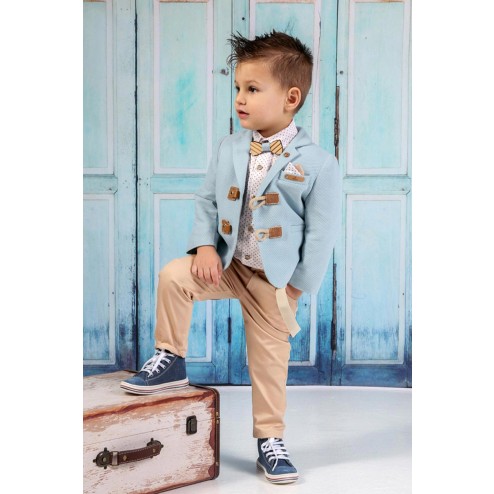 A4196-Boys-light-blue-knitted-jacket-beige-trousers