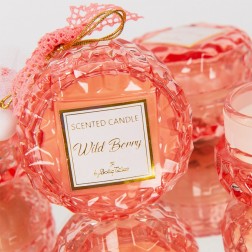Αρωματικό κερί στρογγυλό ροζ γυάλινο wild berry