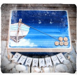 Ξύλινο Κουτί Βάπτισης "Into The Sea"