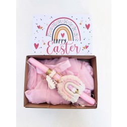 Σετ Δώρου Πασχαλινή Λαμπάδα & Φόρεμα Ροζ Glitter