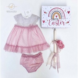 Σετ Δώρου Πασχαλινή Λαμπάδα & Φόρεμα Ροζ Glitter
